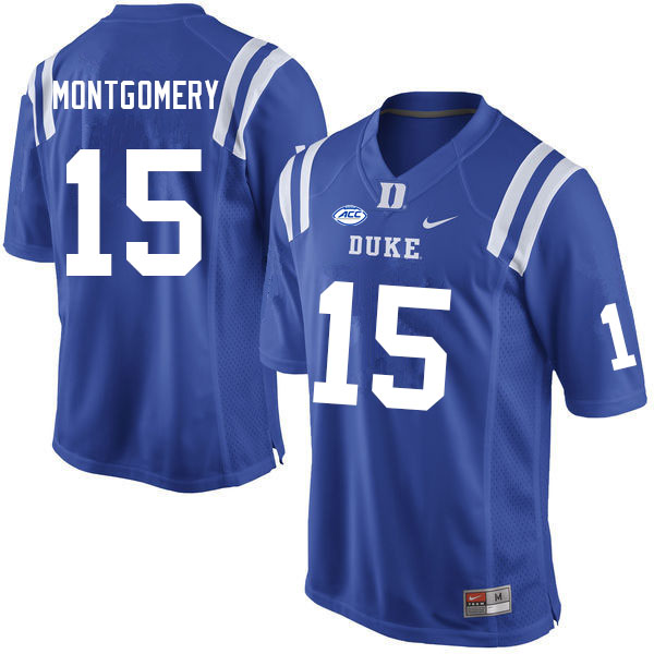 Men #15 Nakeie Montgomery Duke Blue Devils College Football Jerseys Sale-Blue - Click Image to Close